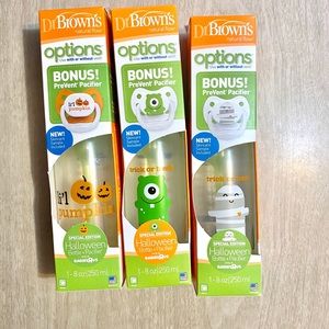 Pack of 3 Halloween Dr brown bottles & pacifiers